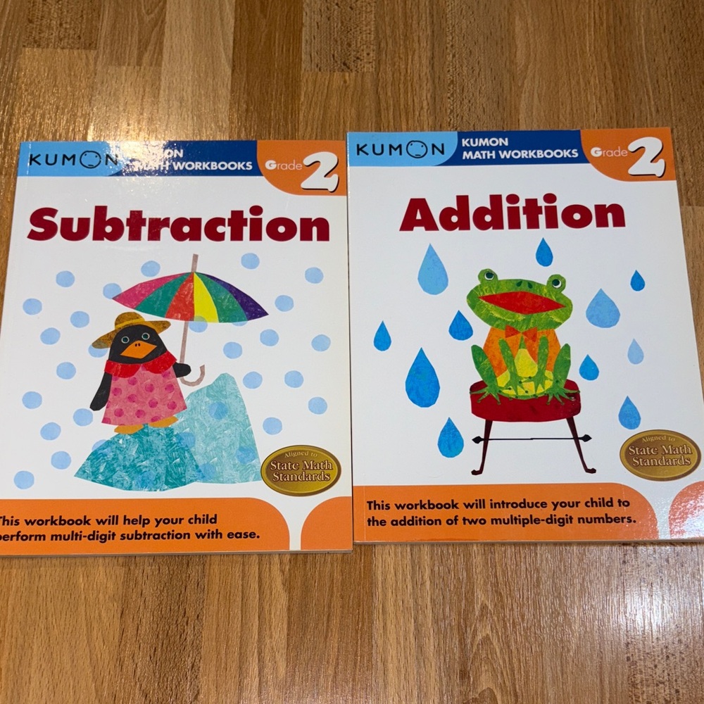 Subtraction and Addition Workbooks for Kids - Orange and Blue
